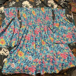 Floral off shoulder skater dress